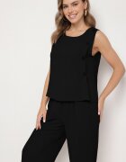 ab. ambitonfly Set Negru Tricou fără Mâneci cu nasturi și Pantaloni Lejeri 3/4 Ravialle