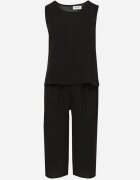 ab. ambitonfly Set Negru Tricou fără Mâneci cu nasturi și Pantaloni Lejeri 3/4 Ravialle