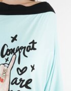 ab. ambitonfly Tunică Albastră deschis pe un singur umăr cu legătură și imprimeu Ebisa