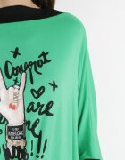 ab. ambitonfly Tunică verde pe un umăr cu legătură și imprimeu Ebisa