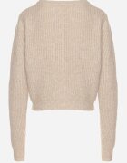 acajo Cardigan Bej Deschis cu Lână Decorat cu Flori Metalice Zemilaine