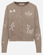 acajo Cardigan Bej deschizibil din lână decorat cu broderii Nelzara