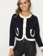 acajo Cardigan bleumarin cu Lână nasturi și Buzunare Decorative Ennavia