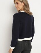 acajo Cardigan bleumarin cu Lână nasturi și Buzunare Decorative Ennavia