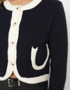 acajo Cardigan bleumarin cu Lână nasturi și Buzunare Decorative Ennavia