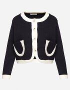 acajo Cardigan bleumarin cu Lână nasturi și Buzunare Decorative Ennavia