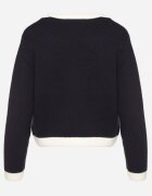 acajo Cardigan bleumarin cu Lână nasturi și Buzunare Decorative Ennavia