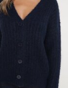 acajo Cardigan bleumarin cu nasturi cu adaos de lână finisat cu bandă elastică Ciandria