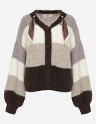 acajo Cardigan cu lână vâscoză și bumbac decorat cu eșarfă la decolteu Brettore Bej