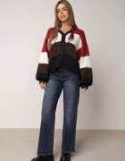acajo Cardigan cu lână vâscoză și bumbac decorat cu eșarfă la decolteu Brettore Roșu