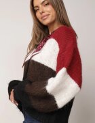 acajo Cardigan cu lână vâscoză și bumbac decorat cu eșarfă la decolteu Brettore Roșu