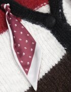 acajo Cardigan cu lână vâscoză și bumbac decorat cu eșarfă la decolteu Brettore Roșu