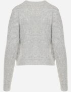 acajo Cardigan Deschis Gri cu Lână Decorat cu Flori Metalice Zemilaine