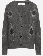 acajo Cardigan deschis gri închis decorat cu broderie florală