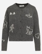 acajo Cardigan Gri cu Nasturi din Lână Decorat cu Broderii Nelzara