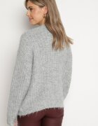 acajo Cardigan Gri Deschis cu Nasturi cu Adaos de Lână cu Manșete și Tiv Rebrate Ciandria