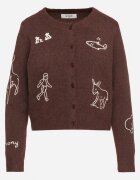 acajo Cardigan Maro închis Deschis cu lână Decorat cu broderii Nelzara