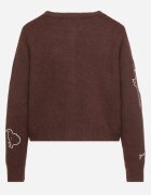 acajo Cardigan Maro închis Deschis cu lână Decorat cu broderii Nelzara