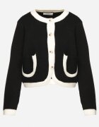 acajo Cardigan Negru cu lână nasturi și buzunare decorative Ennavia
