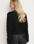 acajo Cardigan Negru cu Nasturi cu Lână Decorat cu Flori Metalice Zemilaine