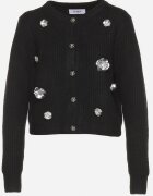 acajo Cardigan Negru cu Nasturi cu Lână Decorat cu Flori Metalice Zemilaine