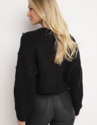 acajo Cardigan Negru Deschis Scurt cu aplicații în formă de căpșuni Lorinelle