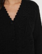acajo Cardigan Negru Oversize Încheiat cu nasturi cu broderie decorativă Kalabrine