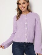 acajo Cardigan Violet Casual cu Croială Clasică Riathiel