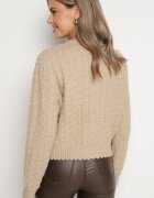 acajo Kardigan Bej închis Oversize Cu nasturi Cu broderie decorativă Kalabrine