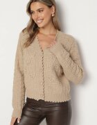 acajo Kardigan Bej închis Oversize Cu nasturi Cu broderie decorativă Kalabrine