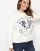 acajo Pulover bej deschis cu broderie decorativă în față Minavira