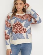 acajo Pulover Bej deschis cu croială tip cutie cu model abstract cusut cu fir metalic Savrielle
