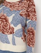 acajo Pulover Bej deschis cu croială tip cutie cu model abstract cusut cu fir metalic Savrielle