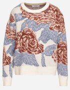 acajo Pulover Bej deschis cu croială tip cutie cu model abstract cusut cu fir metalic Savrielle