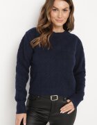 acajo Pulover Clasic Bleumarin Decorat cu embosare Derista