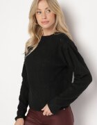 acajo Pulover Clasic Negru Decorat cu model în relief Derista