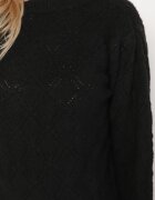 acajo Pulover Clasic Negru Decorat cu model în relief Derista