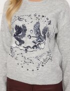 acajo Pulover Gri deschis cu broderie decorativă în față Minavira