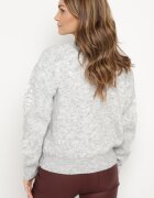 acajo Pulover Gri deschis cu Lână cu Croială Dreaptă cu Model Floral Tinthera