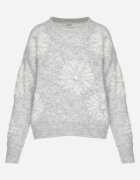 acajo Pulover Gri deschis cu Lână cu Croială Dreaptă cu Model Floral Tinthera