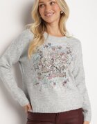 acajo Pulover Gri deschis Decorat cu model brodat Inadrea