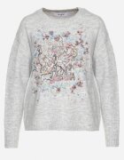 acajo Pulover Gri deschis Decorat cu model brodat Inadrea