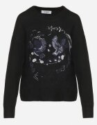 acajo Pulover Negru cu Broderie Decorativă în Față Minavira