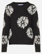 acajo Pulover Negru cu Lână cu Croială Simplă cu Imprimeu Floral Tinthera