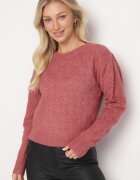 acajo Pulover Roz Clasic Decorat cu relief Derista