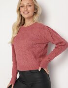 acajo Pulover Roz Clasic Decorat cu relief Derista