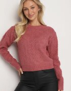 acajo Pulover Roz Clasic Decorat cu relief Derista