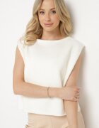 acajo Vestă Albă în Stil Clasic cu Lână Felzeki
