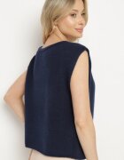 acajo Vestă Bleumarin în Stil Clasic cu Lână Felzeki