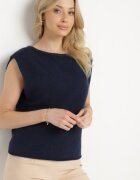 acajo Vestă Bleumarin în Stil Clasic cu Lână Felzeki